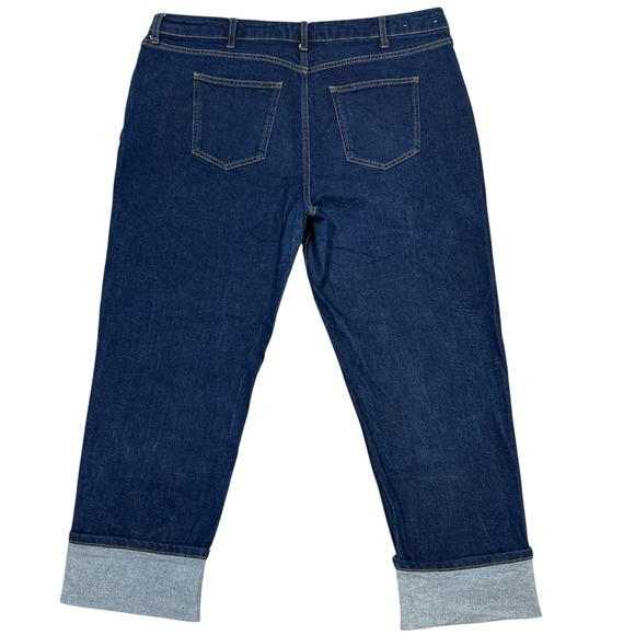 Boden Denim Turn Up Straight Jeans Dark Wash Sz US 20/22R Spring Summer Coastal - Picture 2 of 9